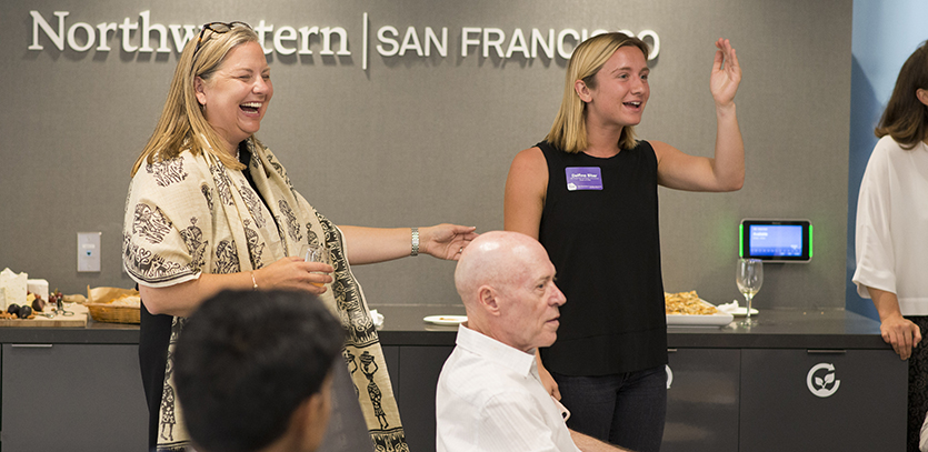 Amy O'Keefe (left), associate director of the EDI program, with Delfina Sitar (right), EDI alumnus.