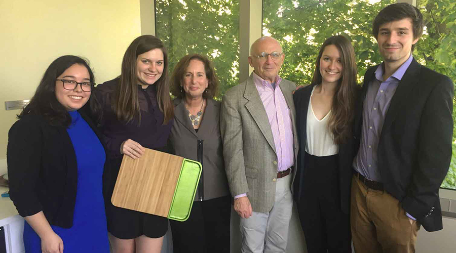 The student team with their faculty advisers, Ellen Blum-Barish and Walter Herbst.