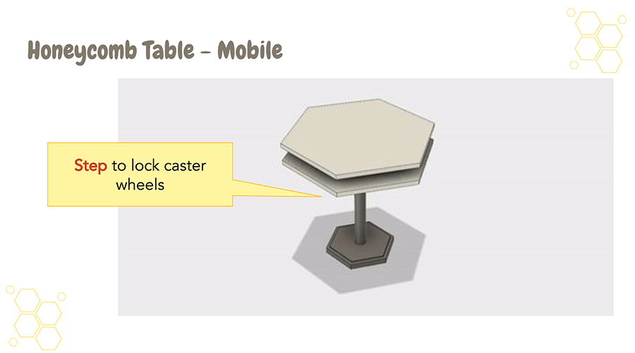The Honeycomb Table can be moved.